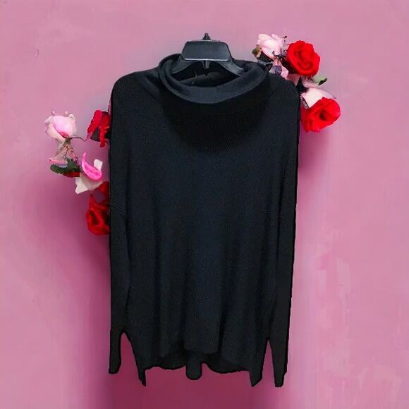 Devotion by Cyrus Womens Size Medium Tunic Sweater Cowl Neck Ribbed Black Nwot - Picture 1 of 14